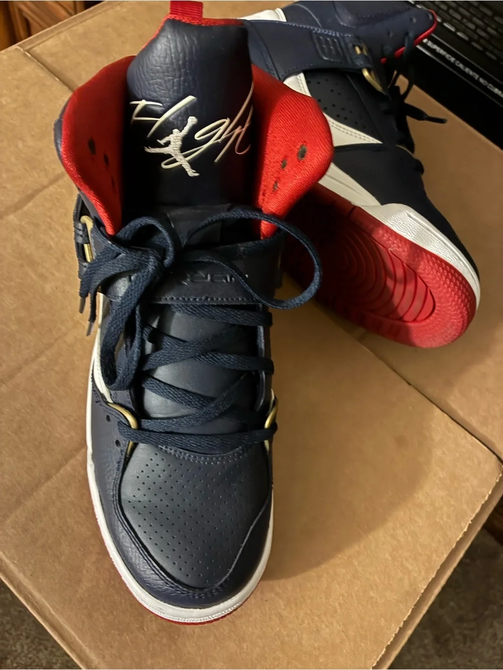 Jordan Men's and Women’s Navy and Red High-Top Sneakers